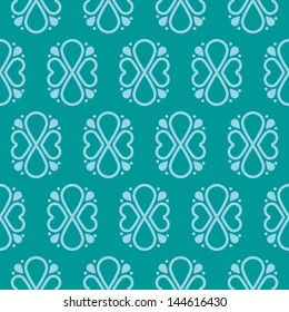 Heart shapes and drops seamless pattern. For print on fabric or paper. Vector illustration, flat design