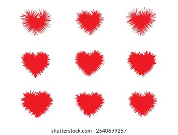 Heart Shapes with Expressive Brushstroke Patterns Perfect for Love, Christmas, Art, and Valentine Projects	