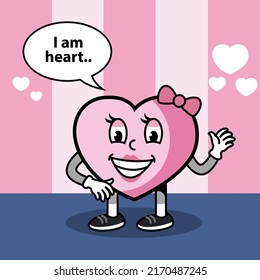 El corazón se forma con emociones faciales. Caracteres geométricos en el divertido estilo de los niños de caricaturas.