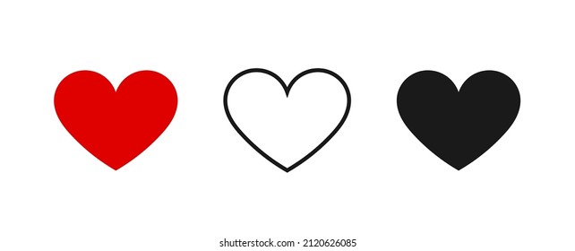 Heart shapes flat design icons. Vector illustration.