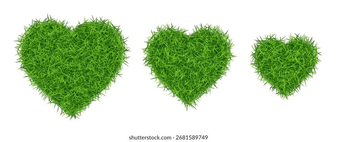 Formas del corazón con la hierba aislada. Vector