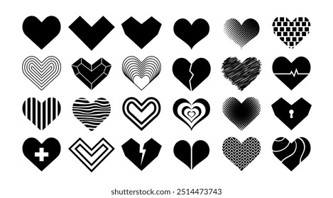 Heart shapes icon, Isolate love symbol, Valentine decorate graphic elements, Heart pattern,  black Modern Abstract  variation love illustration design, Vector stock (Editable)