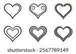 Heart shapes line art vector illustration