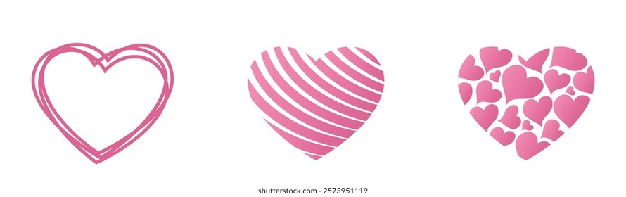 Heart shapes. Love and romantic symbols. Valentines design elements. Isolated vector images