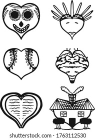 Heart Shapes Mexican Skull Mountains  Home And Baseball
