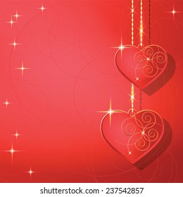 Heart shapes on the abstract background to the Valentine's day. Vector illustration.