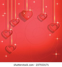 Heart shapes on the abstract background to the Valentine's day. Vector illustration.