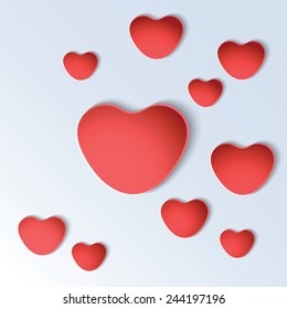 Heart shapes on colorful background. Vector illustration. 