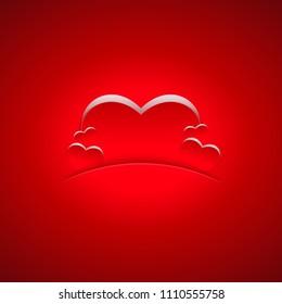 Heart shapes on red background. Romantic background design.