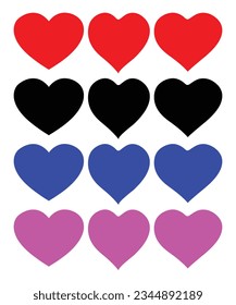 Heart Shapes on White Background, Colorful Heart Shape