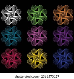 Heart Shapes Pattern line vector graphic colorful for backgrounds