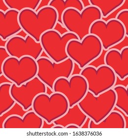 Heart shapes seamless pattern. Fascinating background for textiles, surface, wallpaper, site backdrop. Eps file, vector image.