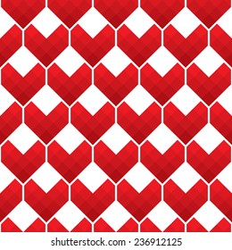 Heart Shapes Seamless Pattern Mosaic Style