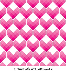 Heart Shapes Seamless Pattern Mosaic Style