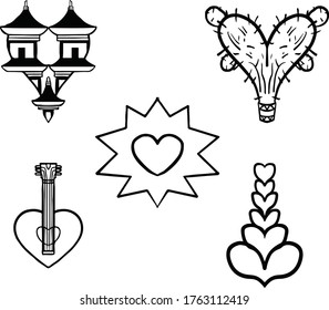 Heart Shapes Shrine Guitar And Cactus