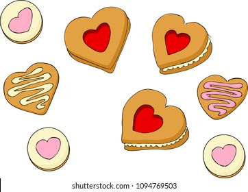 Heart shapes sweet cakes