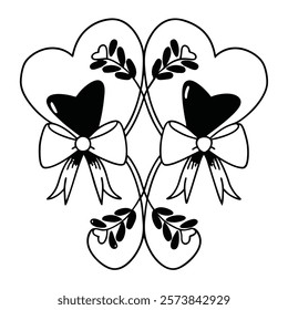 heart shapes symbol floating in clouds hand drawn style.eps
