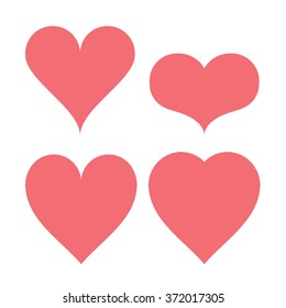 Heart shapes type set ranging from tall to wide