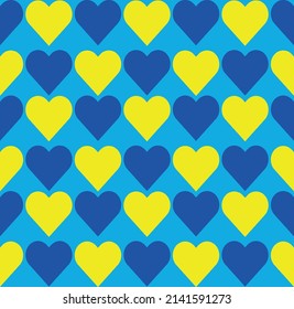 Heart shapes Ukrainian national colors blue yellow.