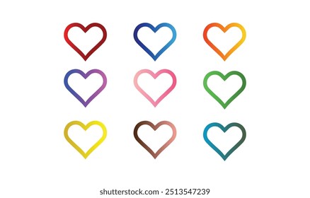 Heart shapes vector icons or logos set, different cartoon cute hearts collection
Hearts geometric linear logos, vector icons or logotypes set, love, care geometrical 
Symbols collection, graphic desig