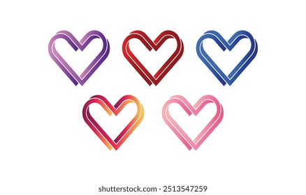 Conjunto de iconos o logotipos de vectores de Formas de corazón, colección de corazones lindos de dibujos animados diferentes
Corazones geométricos logotipos lineales, iconos vectoriales o logotipos conjunto, amor, cuidado geométrico 
Colección de símbolos, diseño gráfico