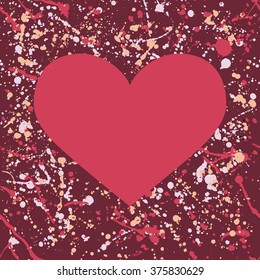 A heart shape.splatter Abstract expressionism background. Vector Illustration