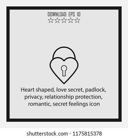 Heart shapwd, love secret  line icon