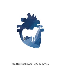heart sheep vector logo design template. Animal vector logo design template.