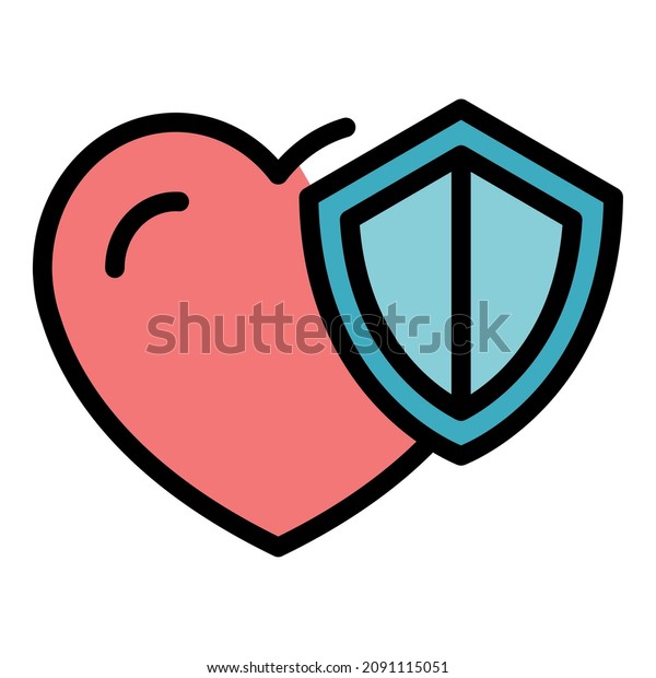 Heart shield icon. Outline heart shield vector
icon color flat isolated