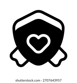 Ilustración de diseño de símbolo de Vector de icono de escudo cardíaco