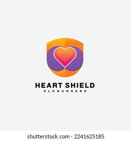 heart shield logo design icon colorful