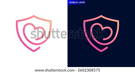 Heart shield logo. Safety, security, love, romantic. Icon symbol design template EPS 10.	
