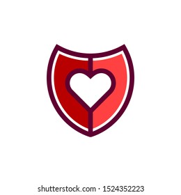 Heart Shield Logo Vector Template