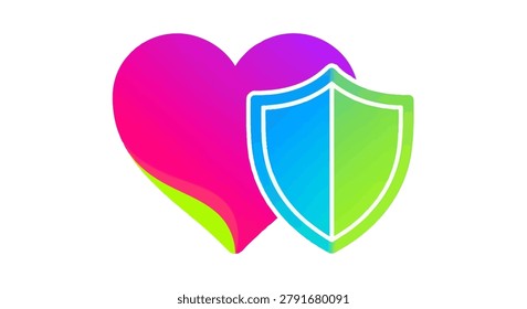 Heart with shield protection icon