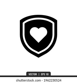 Heart Shield Silhouette icon vector, illustration logo template in trendy style. Suitable for many purposes.