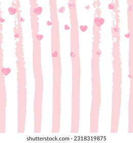 Heart Shimmer. Golden Mothers Concept. Engagement Brochure. Festive Offer. Rose Hand Drawn Painting. Decoration Stardust. Pink Xmas Card. Stripe Heart Shimmer