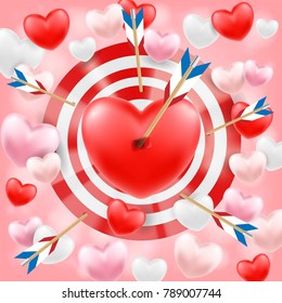 heart shooted by a bow arrow vector