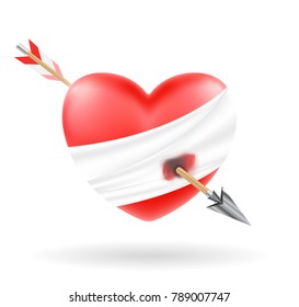 heart shooted by a bow arrow vector