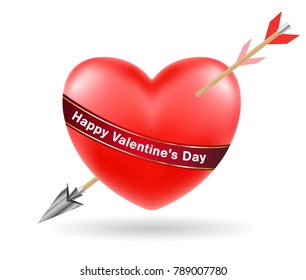 heart shooted by a bow arrow vector