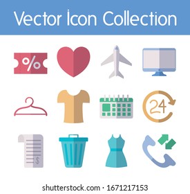 heart and shopping icon set over white background, flat style, vector illustration