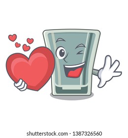 With heart shot glass character in the fridge