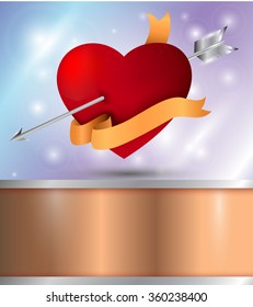 Heart shot. Two red origami heart pierced by an arrow. Vector Illustration. Abstract polygonal heart. Love symbol. Low-poly colorful style. Romantic background for Valentines day