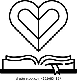 A heart is shown with a book open