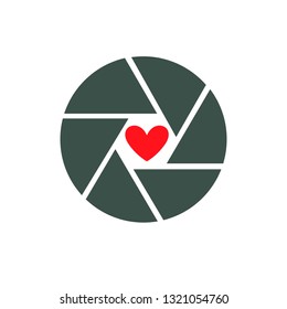 Heart Shutter Logo or Icon Camera Love