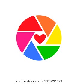 Heart Shutter Logo or Icon Camera Love