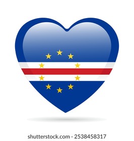 Heart sign in the colors of the flag of Cape Verde. Vector illustration