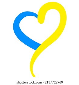 Heart sign in colors of Ukranian flag. 