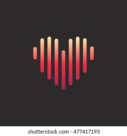 Heart sign concept. Striped colorful logo design. Eps10 vector heart logotype.