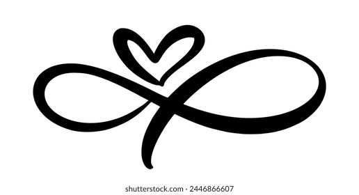 Signo del corazón del amor eterno. Elemento de diseño para boda, tarjeta, póster o logotipo. Símbolo de caligrafía de amor de corazón.