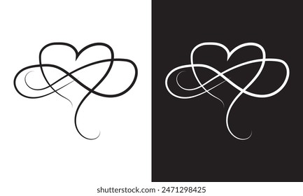 Heart sign eternal love. Design element for wedding, card, poster or logo. Heart love calligraphy symbol. Vector illustration. EPS 10